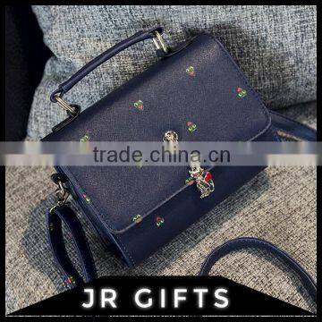 Low Price Blue PU Shoulder Bag With Zipper