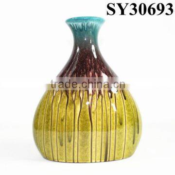 Small Indoor Glazed Yellow Porcelain Vase photo-6