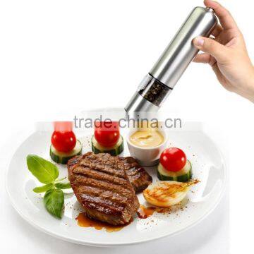 Automatic Stainless Steel Pepper Mill Battery Powered Salt Grinder Electric Kitchen Spice Grinder
