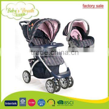 BS-12B wholesale softtextile baby stroller 3 in 1 with carrycot and carseat, brand good baby stroller                        
                                                Quality Choice