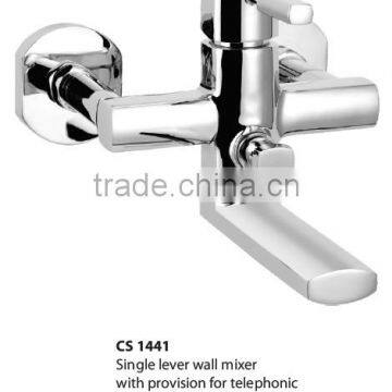 Single Lever Wall Mixer With Provision for Telephonic Shower Arrangement And Spout With Coin Slot Aerator