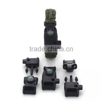 Plastic whistle buckle with compass for suvival paracord bracelet,GD-B005