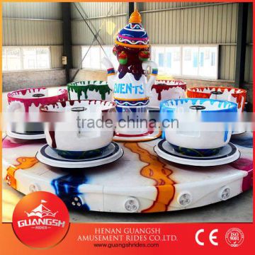 Portable amusement rides for local Fair colorful tea cup rides on wheel