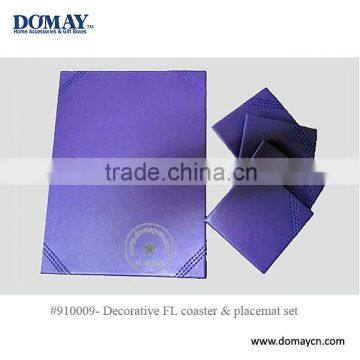 Decorative Purple faux leather placemat and coaster set of 8