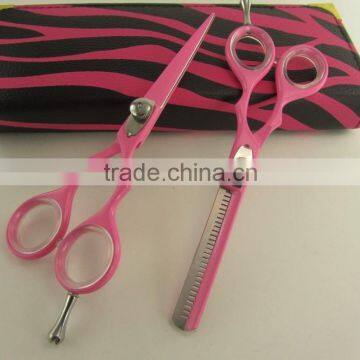 Pink Color Coated Hairdressing Barber Scissors & Thinning Scissor Shears Set