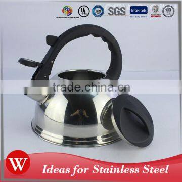 Wide steel base Nylon handle tea kettle stainless steel water tea kettle whistle chinese