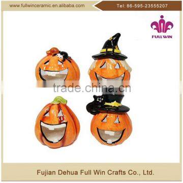 Halloween Home Decoration Ceramic Pumkin Tealight Holder