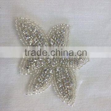 Bridal Trimmings Clear Crystal Rhinestone Applique With Pearls Hotfix for Wedding Dress Accessory photo-4