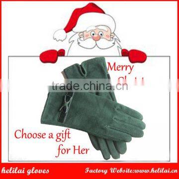 Helilai Customized Suede Leather Gloves Women smart phone Suede Gloves Ladies WInter Warm Gloves For Christmas Gifts