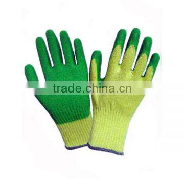 2016 Cheap Green Latex Coated Crinkle Finish Work Construction Gloves