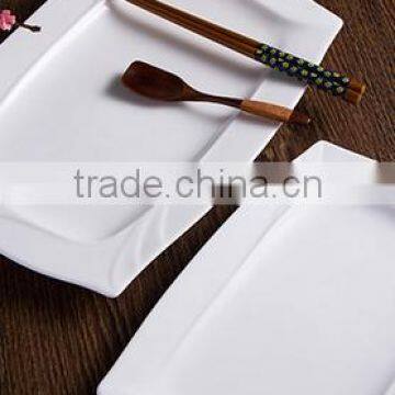 Porcelain white rectangular dinner steak plate dish