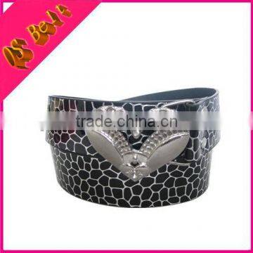 Woman Fashion White Spots PU Belt With Heart Shape Buckle