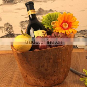 Modern design natural carved wooden flower pots,fruit bowl