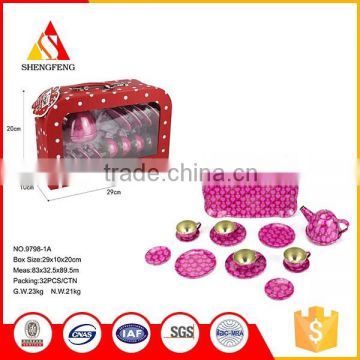 Crimson and pink dot popular gift tea set for kids