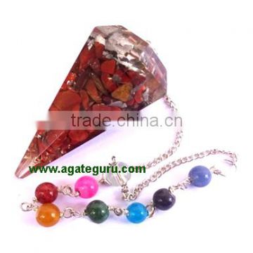 Orgonite Red Jasper Pendulum With Chakra Chain