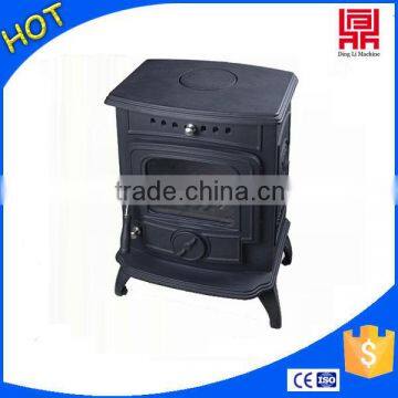 Cubic french stove burning wood, stainless steel woods stove flame