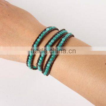 4 mm Natural Sea Sapphire Bracelet Female Authentic 4 Layer 4 Circle Crystal Series To Help Communication photo-4