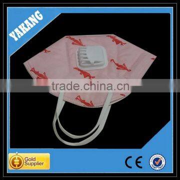 Red spunlace nonwoven fabric C-shape protective face mask with white valve