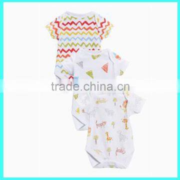 Top quality envelope neck Baby short sleeve bodysuit print pattern sleeping vest