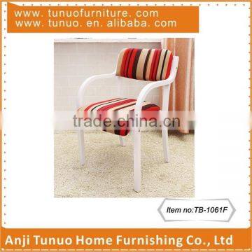 Modern wood dining chair for canteen,Nice printing fabric,Wood arms,TB-1061F