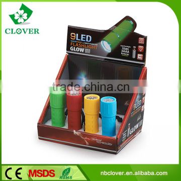 Rubber plastic high power mini 9 led cheap plastic flashlight for promotion                        
                                                Quality Choice