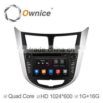 Ownice Android 4.4 quad core car GPS video Radio for Hyundai Verna Accent Solaris support DVR TV 3G AUX IN USB 1024*600