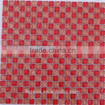 Red and brown crystal glass mosaic tile