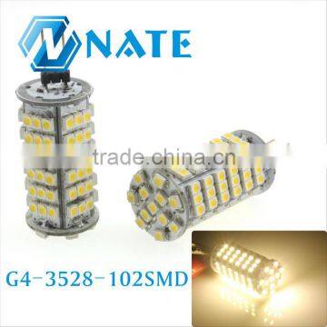 2014 whole sale High power Interior lamp g4 3W led lighting 102smd 3528 12v bulb