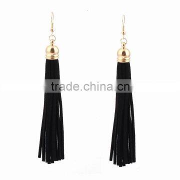 China Made New Design Charm Earrings Ornament Single Bunch Black Korean Suede Tassel Pendant Earrings For Fashion Women