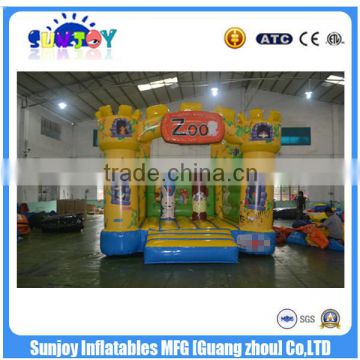 2016 small cutely animals zoo bouncer PVC inflatable bouncer castle for sale