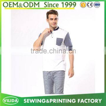 Wholesale OEM Men's Casual Short Sleeve Polo Shirt High Quality Stitching Stripe Sleeves Polo Shirt photo-2