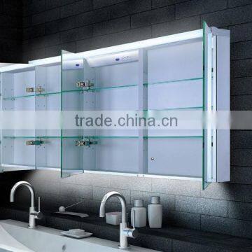 Eco friendly led bracket light bathroom cabinet with double sided mirror door