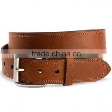 100% genuine leather men's brown stitch leather belts