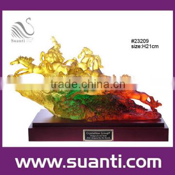 Crystal Eight Horses polyresin statue