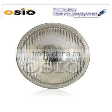 7' Round headlight Black Iron Semi Sealed Beam 12V/24V Auto Halogen Lamp Install H4 or HID H4 Xenon Bulb