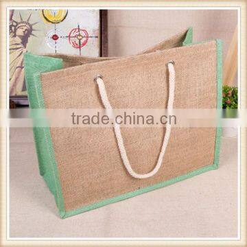 White Cotton Tote Portable Jute Shopping Bag Burlap Sack photo-3