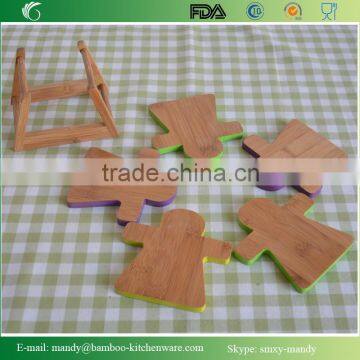 Hand-in-hand Bamboo Coaster Set With Colorful End photo-3