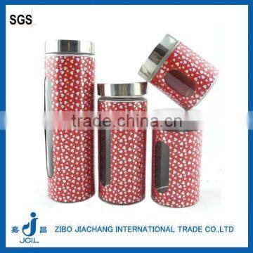 TP12003 red coating glass food container