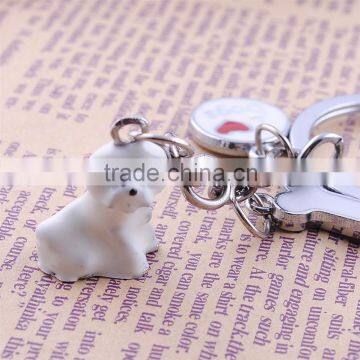 Pet Keychain Buckled Dog metal Keychains With Heart and Bone Cute GIft