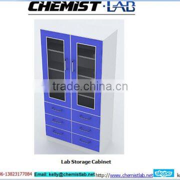 laboratory steel glass door 6-drawer tall storage cabinet