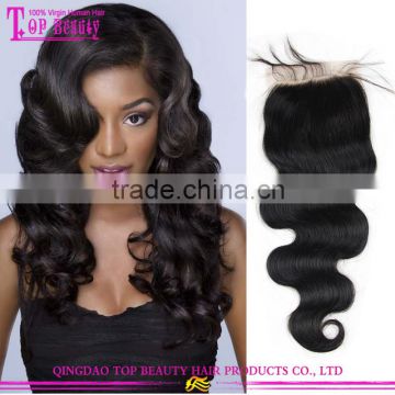 Qingdao Factory Wholesale Price Brazilian Hair Closure Virgin Body Wave Free Parting Lace Closure With Baby Hair