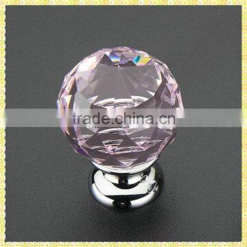 Wholesael Crystal Diamond Pink Glass Door Knobs For Washroom Decoration