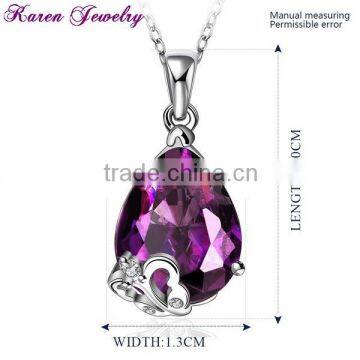 New Amethyst Purple Crystal Zircon Platinum Plated Pendant Necklace Collar Choker Vintage Statement Necklace Women photo-2