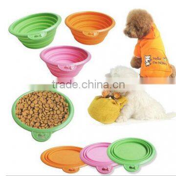 New Collapsible Food Water Feeder Silicone Portable Folding Travel Pet Dog Bowl