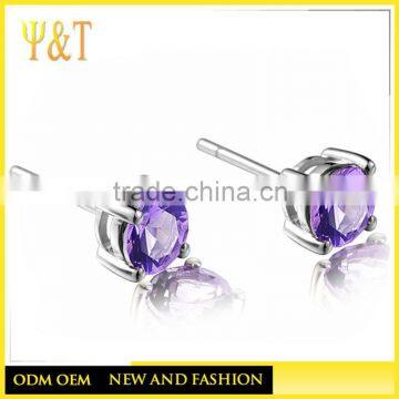 Cheap wholesale stainless steel birthstone crystal stud earrings, stainless steel screw flat back stud earrings(HE-011)