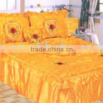 3pcs satin embroidery bedspread set