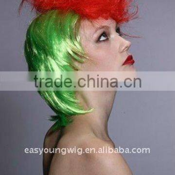 Crazy halloween wig, cheap green color hair party wig,rainbow wig, clown wig