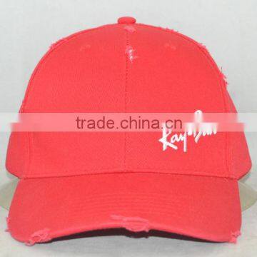 Professional custom 6 panel / 100% cotton/red/white embroidery trademark/baseball cap