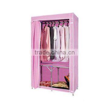 portable non-woven fabric metal wardrobe