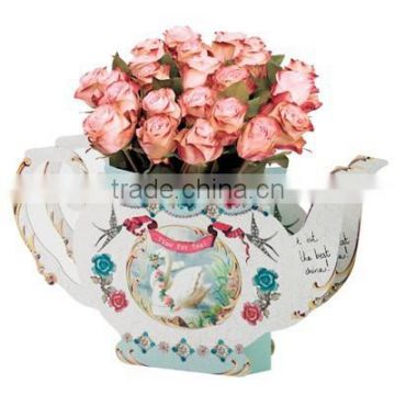 Vintage Style Paper CARD TEAPOT VASE TABLE TOPPER Vintage Tea Party Teapot Shaped Card Vase, Tea Party Decorations, Victorian